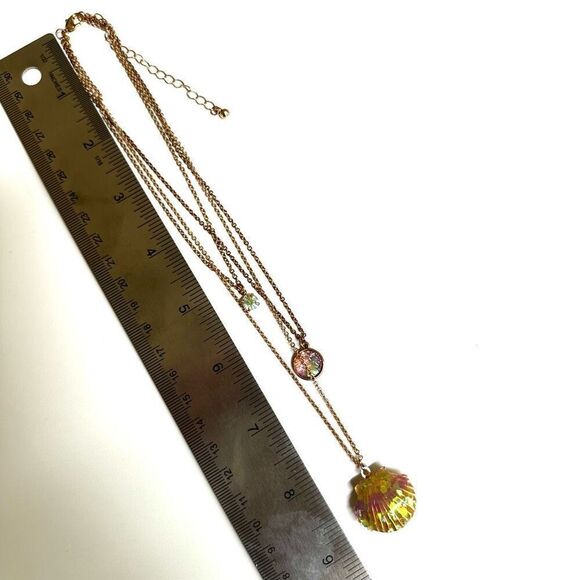 Seashell Locket Gold Tone 3 Tier Necklace - Picture 7 of 9